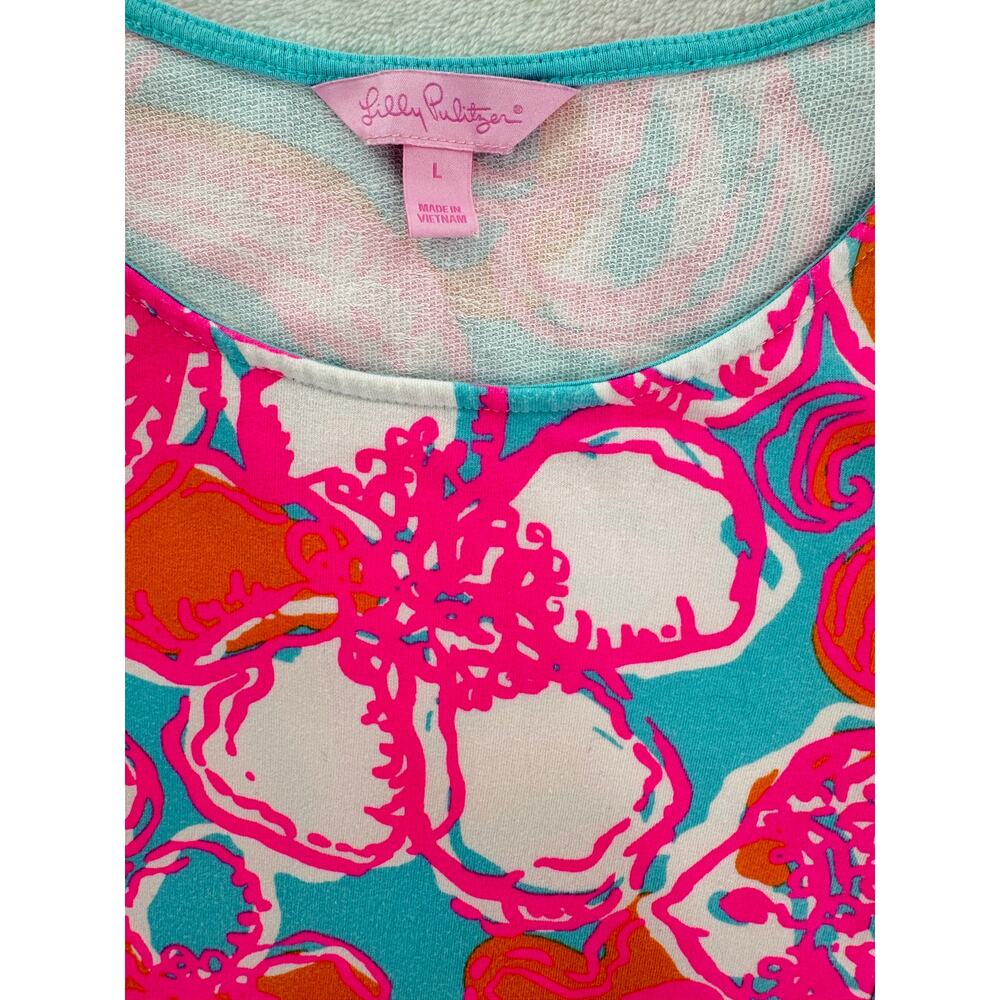 Lily Pulitzer Dress Feeling Tanked Groovy Floral Shift Cotton Sleeveless Large - Picture 4 of 10